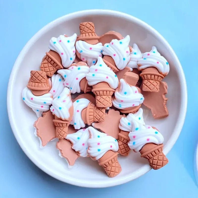 10 Mini Glaces Cartoon en Résine | Dos Plat pour Scrapbooking, DIY - Accessoires de Décoration KAWAHIP - RukaCraft