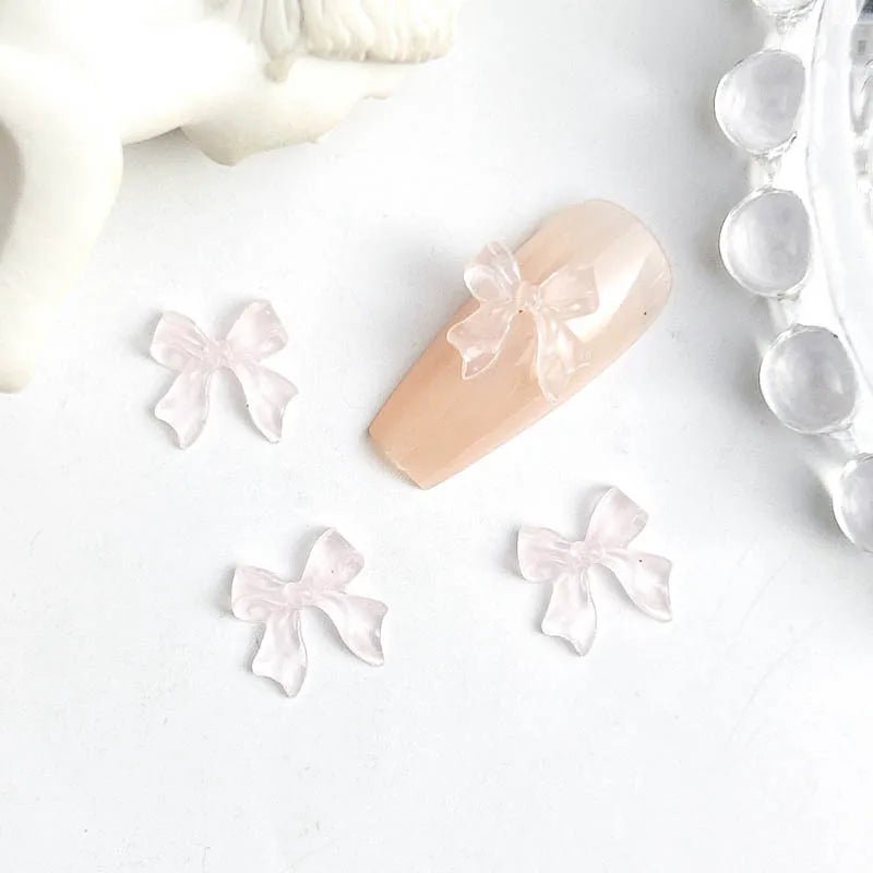 50 Charms pour Ongles et Bijoux Ballerina Bow 3D | Nœuds Résine Nacrée Brillante - Décoration Manucure DIY KAWAHIP - RukaCraft