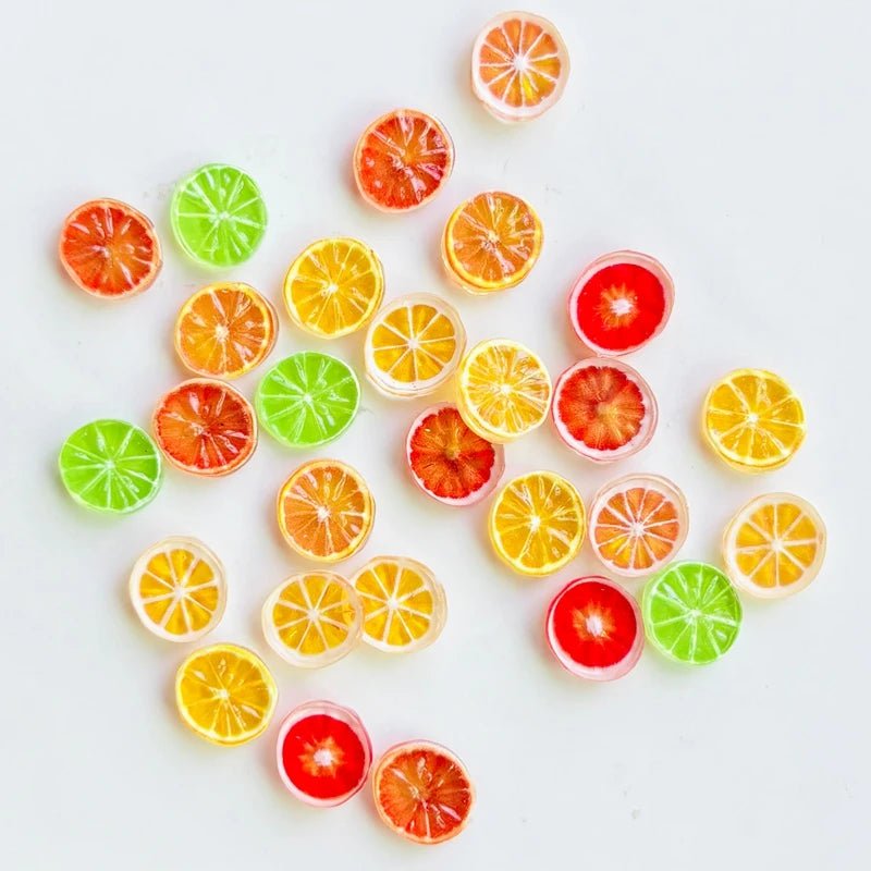 50 Pièces Mini Oranges et Tranches de Citron Cartoon en Résine | Dos Plat - DIY Scrapbook, Décoration Ongles, Cadeaux Festifs KAWAHIP - RukaCraft