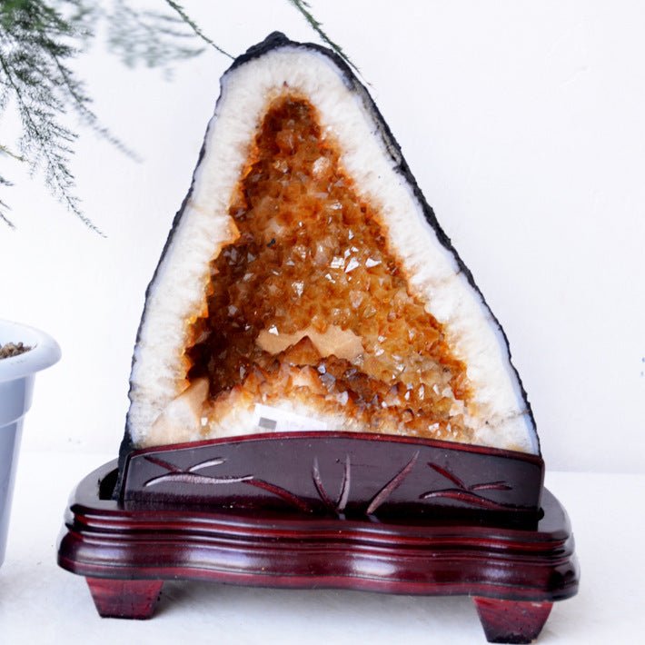 Citrine Cave Citrine Cluster Decoration Citrine Cave Original Stone Agate Cave Decoration Town House Lucky - RukaCraft