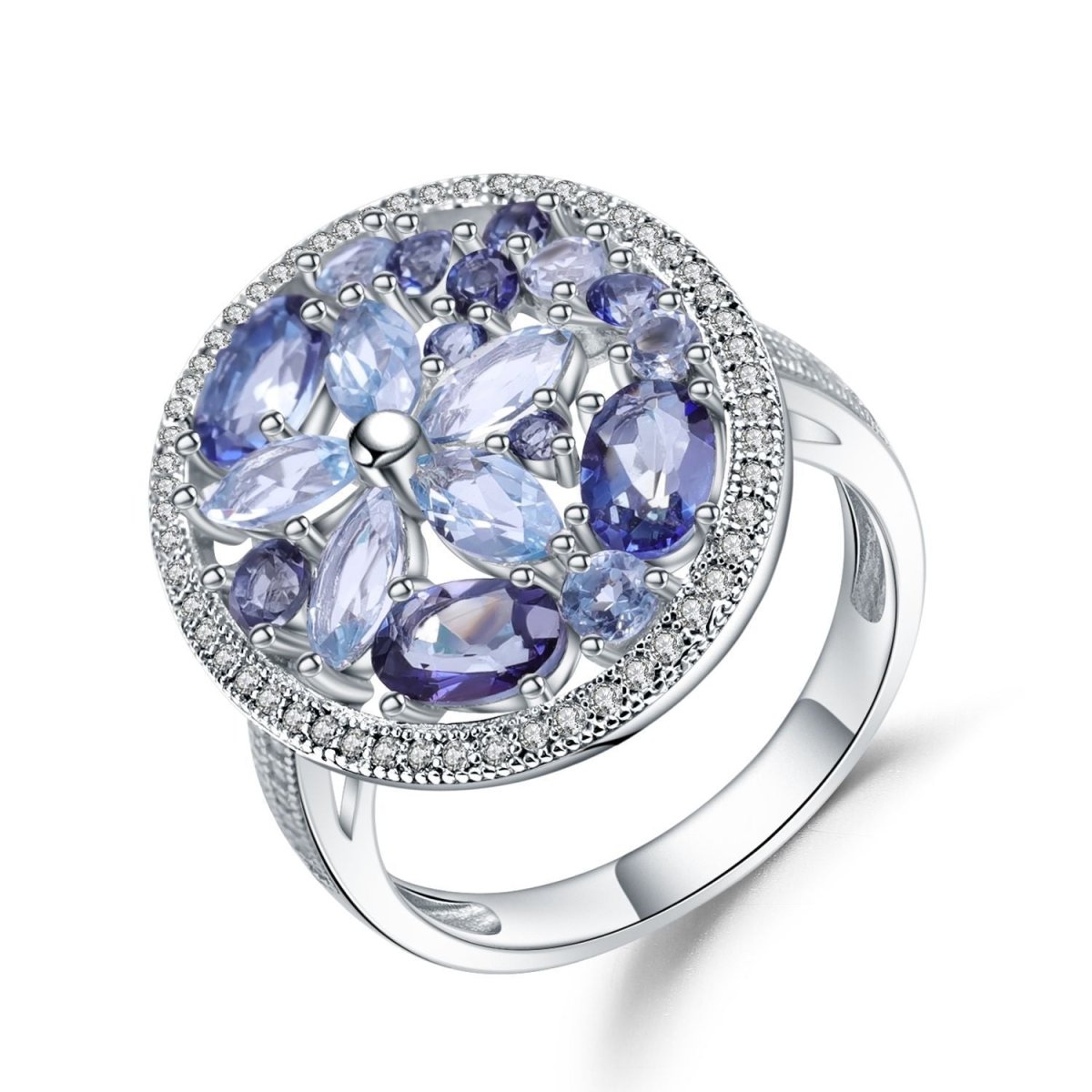 Bague Topaze Bleue Précieuse - Taille 57, Style Déclaration, Occasion, Sans Marque