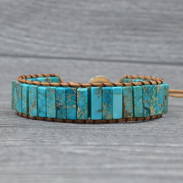Handmade Emperor Stone Leather Bracelet – RukaCraft