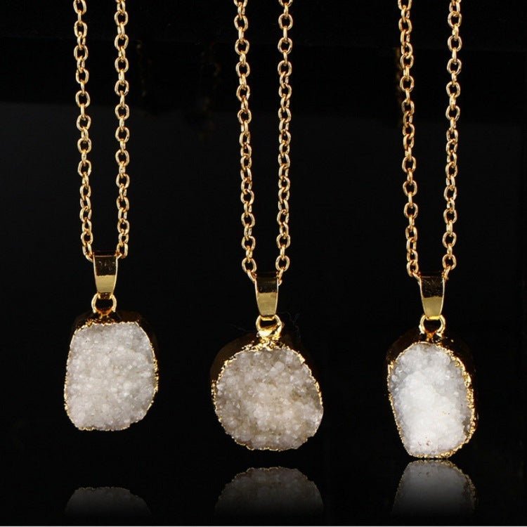 🌟 Ladies Round Irregular Water Droplets Natural Stone Pendant Necklace — Earth’s Tears, Eternal Elegance 🌟 - RukaCraft