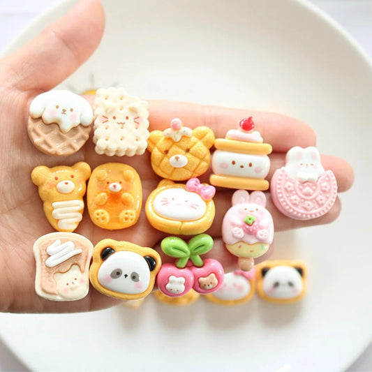 10 Cabochons Résine Ours « ours Biscuits » Brillants | Dos Plat - Pour Barrette, Scrapbooking, DIY Bijoux - RukaCraft