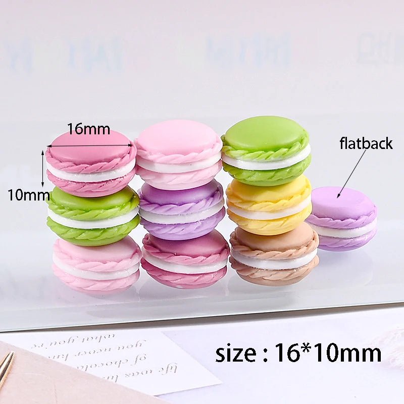 12/24 Pièces Macarons en Résine Kawaii | Cabochons Plats Miniatures pour DIY Bijoux, Décoration Téléphone - KAWAHIP - RukaCraft