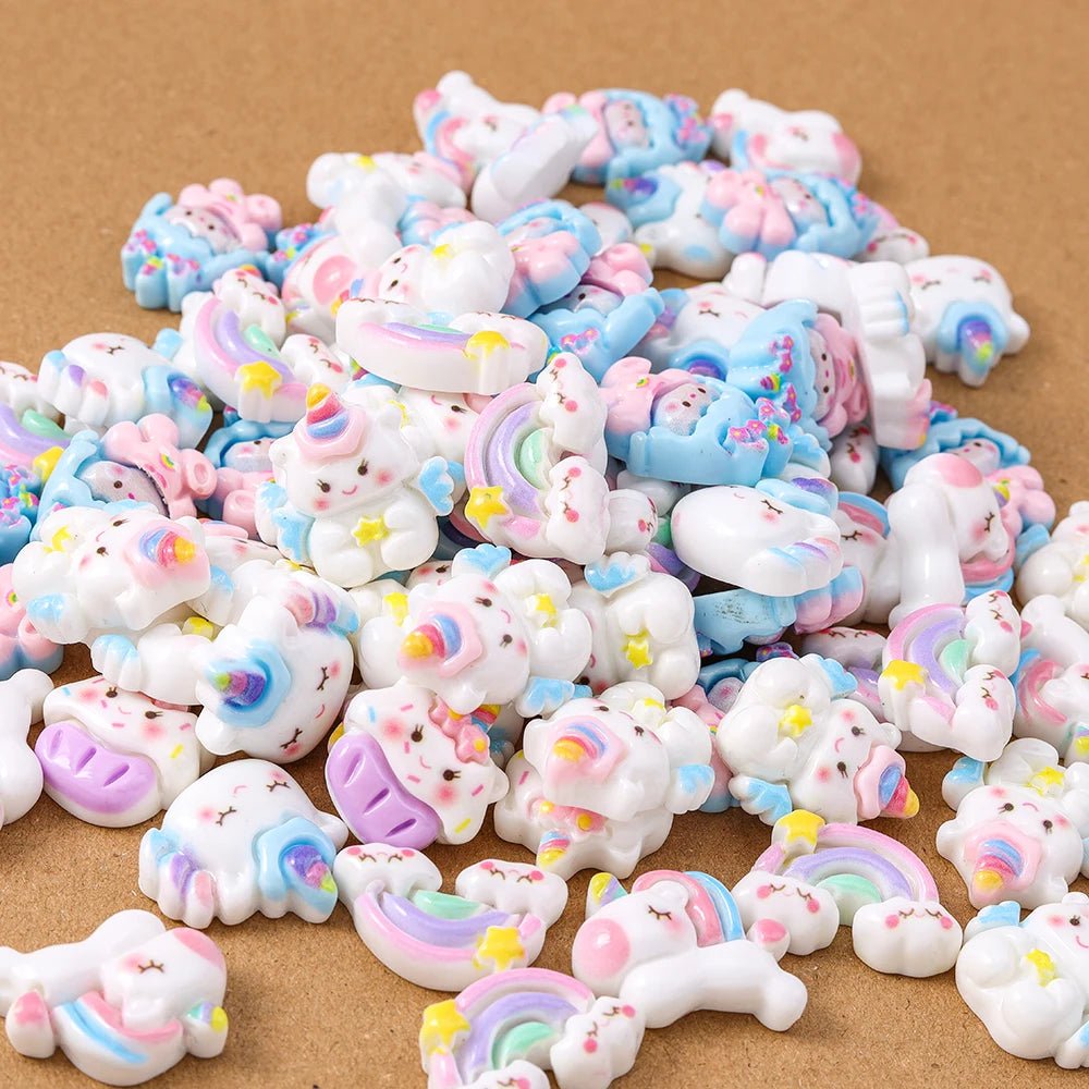 15 pcs Cabochons Licorne Arc - en - Ciel Résine | Mix de Couleurs - DIY, Décoration, Cadeau Créatif - RukaCraft