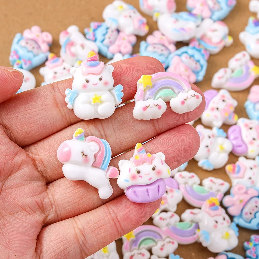 15 pcs Cabochons Licorne Arc - en - Ciel Résine | Mix de Couleurs - DIY, Décoration, Cadeau Créatif - RukaCraft