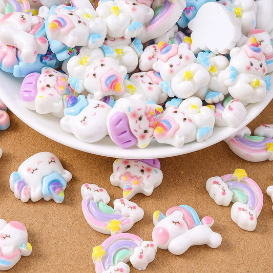 15 pcs Cabochons Licorne Arc - en - Ciel Résine | Mix de Couleurs - DIY, Décoration, Cadeau Créatif - RukaCraft