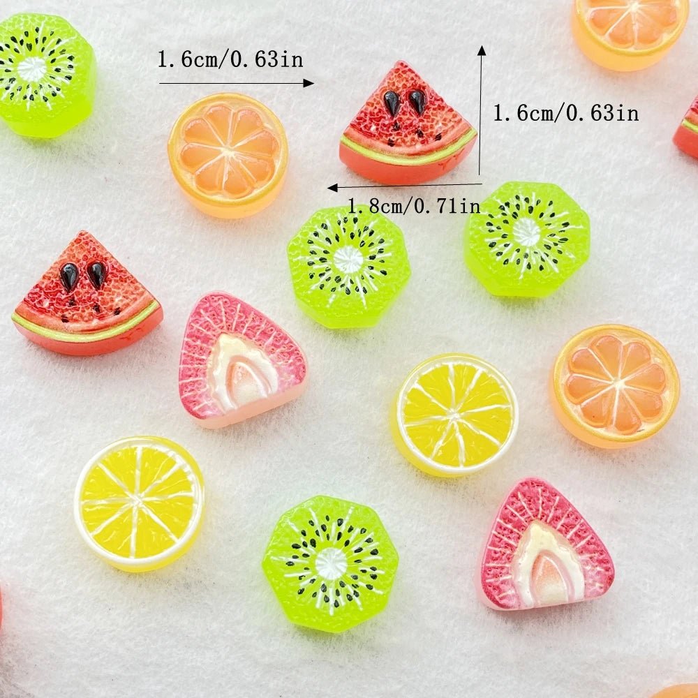 20pcs Accessoires en Résine Thème fruits | Fruits, Kiwi, Citron - DIY, Décoration, Cadeau Écologique KAWAHIP - RukaCraft