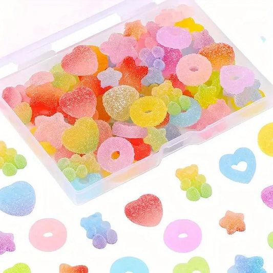 50 Charmes Bonbon Assortis | Perles Plates en Résine Gélifiée Souple - DIY, Coques Téléphone, Nail Art KAWAHIP - RukaCraft