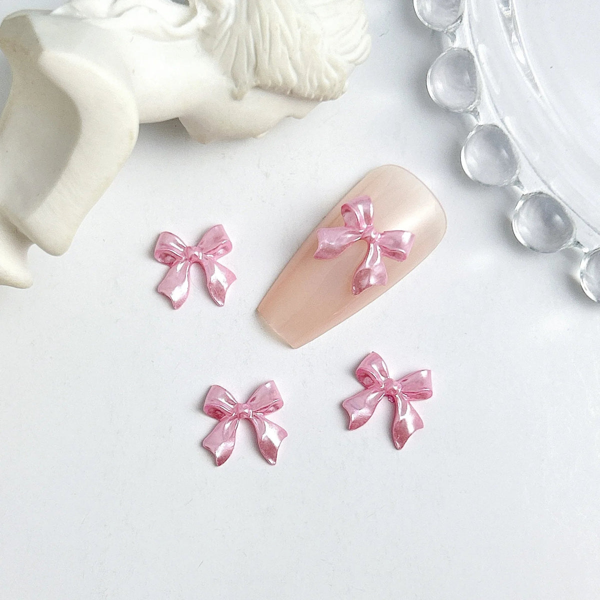 50 Charms pour Ongles et Bijoux Ballerina Bow 3D | Nœuds Résine Nacrée Brillante - Décoration Manucure DIY KAWAHIP - RukaCraft