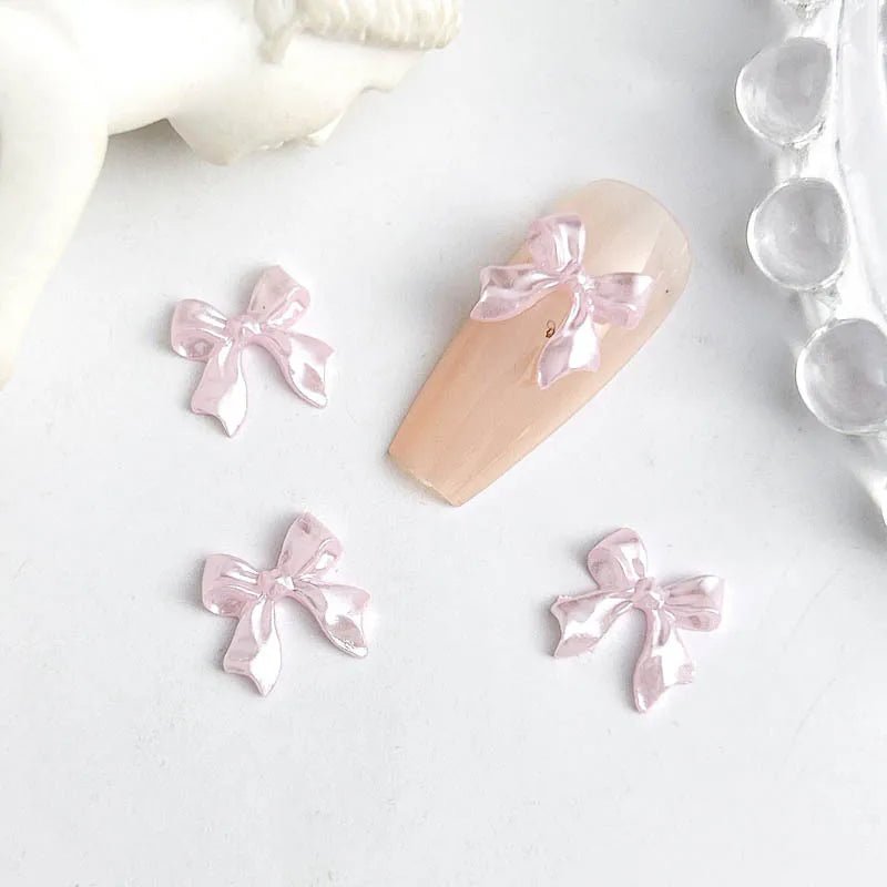 50 Charms pour Ongles et Bijoux Ballerina Bow 3D | Nœuds Résine Nacrée Brillante - Décoration Manucure DIY KAWAHIP - RukaCraft