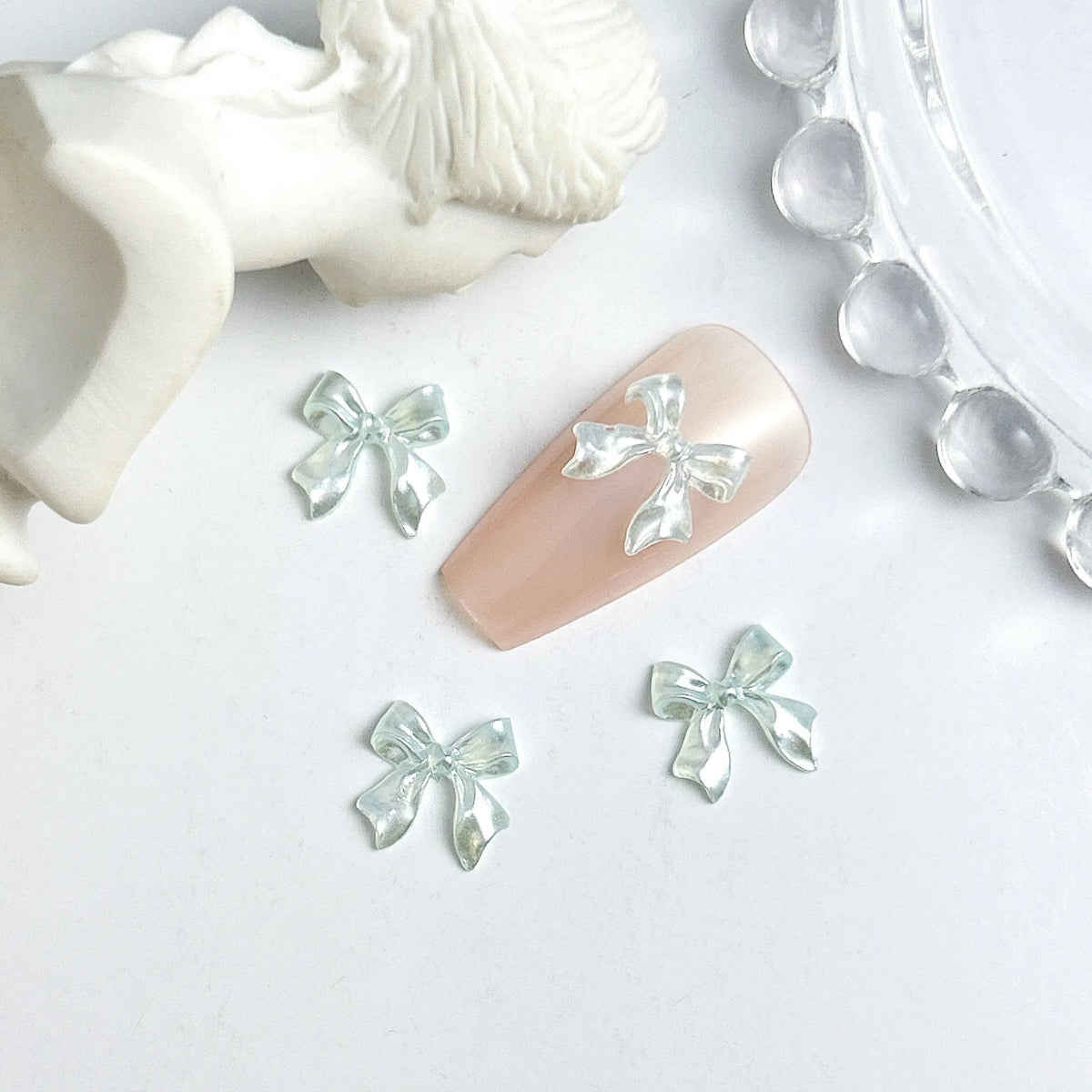 50 Charms pour Ongles et Bijoux Ballerina Bow 3D | Nœuds Résine Nacrée Brillante - Décoration Manucure DIY KAWAHIP - RukaCraft