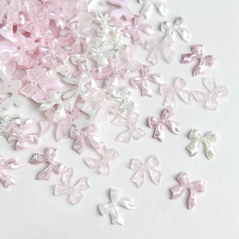 50 Charms pour Ongles et Bijoux Ballerina Bow 3D | Nœuds Résine Nacrée Brillante - Décoration Manucure DIY KAWAHIP - RukaCraft