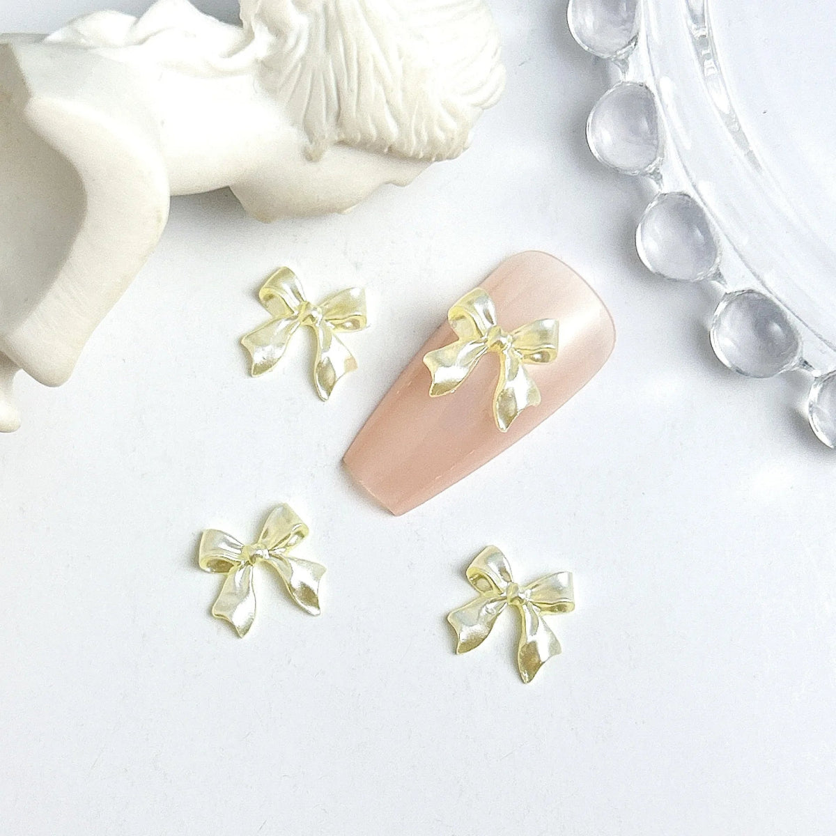 50 Charms pour Ongles et Bijoux Ballerina Bow 3D | Nœuds Résine Nacrée Brillante - Décoration Manucure DIY KAWAHIP - RukaCraft