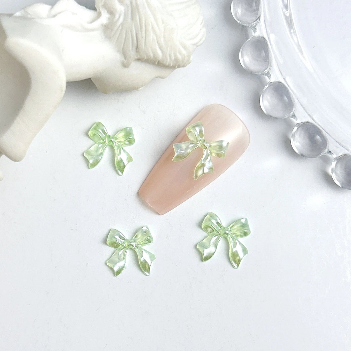 50 Charms pour Ongles et Bijoux Ballerina Bow 3D | Nœuds Résine Nacrée Brillante - Décoration Manucure DIY KAWAHIP - RukaCraft