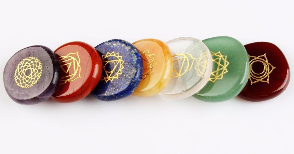 🌟 7 Chakras Natural Pocket Palm Stones Set — Your Portable Energy Sanctuary 🌟 - RukaCraft