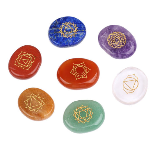 🌟 7 Chakras Natural Pocket Palm Stones Set — Your Portable Energy Sanctuary 🌟 - RukaCraft
