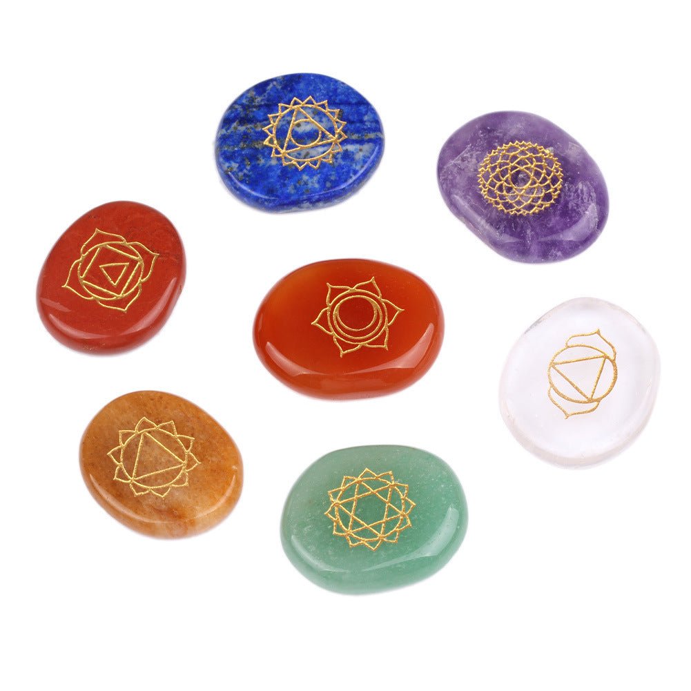 🌟 7 Chakras Natural Pocket Palm Stones Set — Your Portable Energy Sanctuary 🌟 - RukaCraft