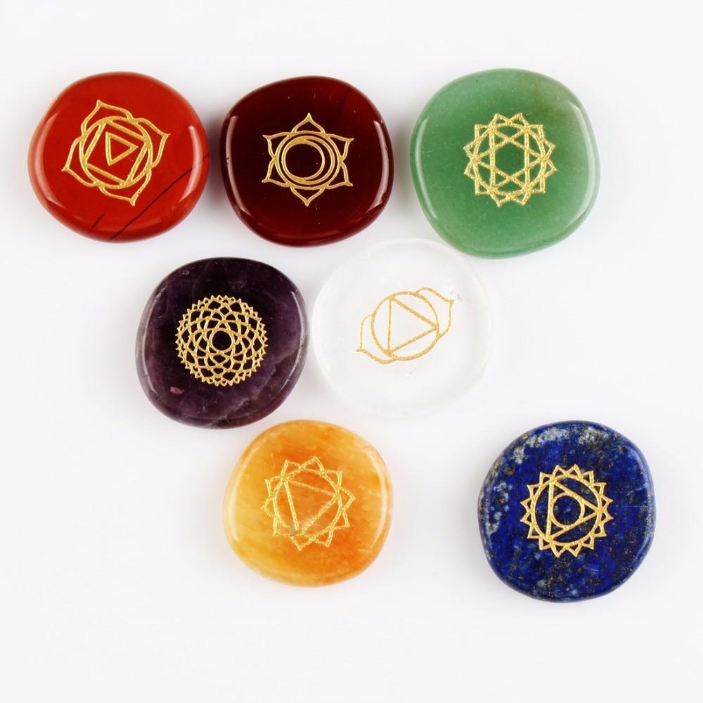 🌟 7 Chakras Natural Pocket Palm Stones Set — Your Portable Energy Sanctuary 🌟 - RukaCraft