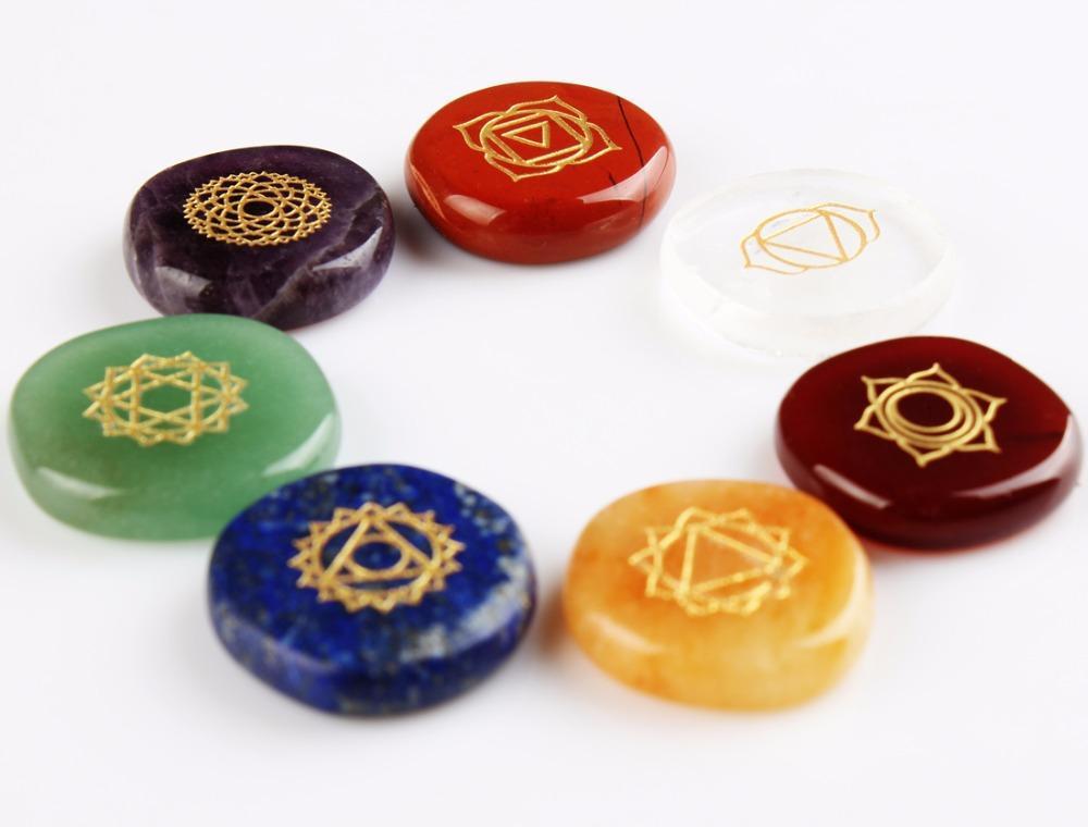 🌟 7 Chakras Natural Pocket Palm Stones Set — Your Portable Energy Sanctuary 🌟 - RukaCraft