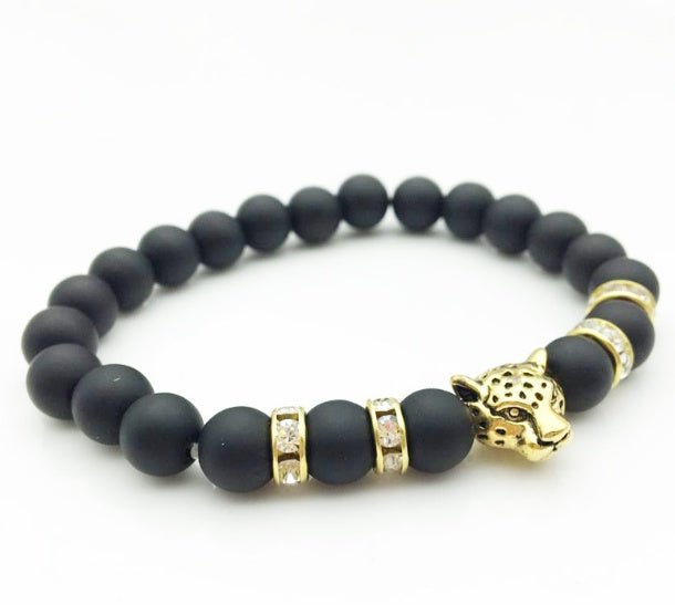 🌟 8mm Natural Stone Lava Bead Bracelet with Leopard Head Charm — Wild Energy, Handcrafted Power 🌟 - RukaCraft