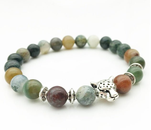 🌟 8mm Natural Stone Lava Bead Bracelet with Leopard Head Charm — Wild Energy, Handcrafted Power 🌟 - RukaCraft