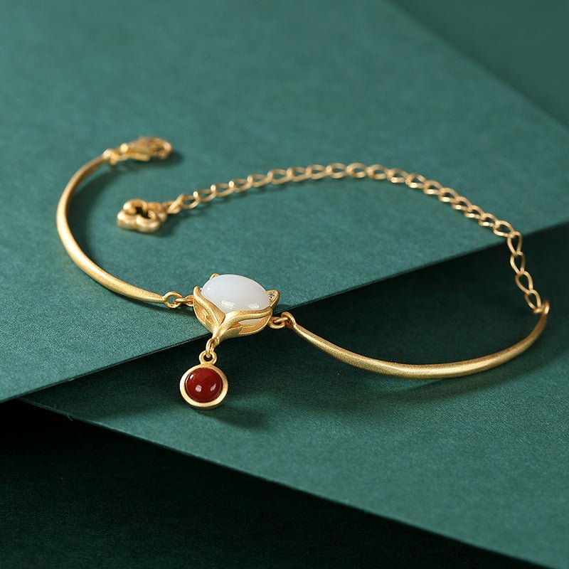 925 Silver Handmade Ancient Gold Original Bracelet Little Fox - RukaCraft