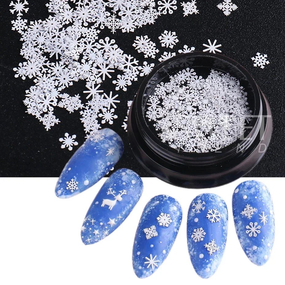 Accessoires pour Ongles et bijoux Flocons de Neige 3D | Paillettes & Métal Doré - Décoration Noël Manucure DIY - RukaCraft