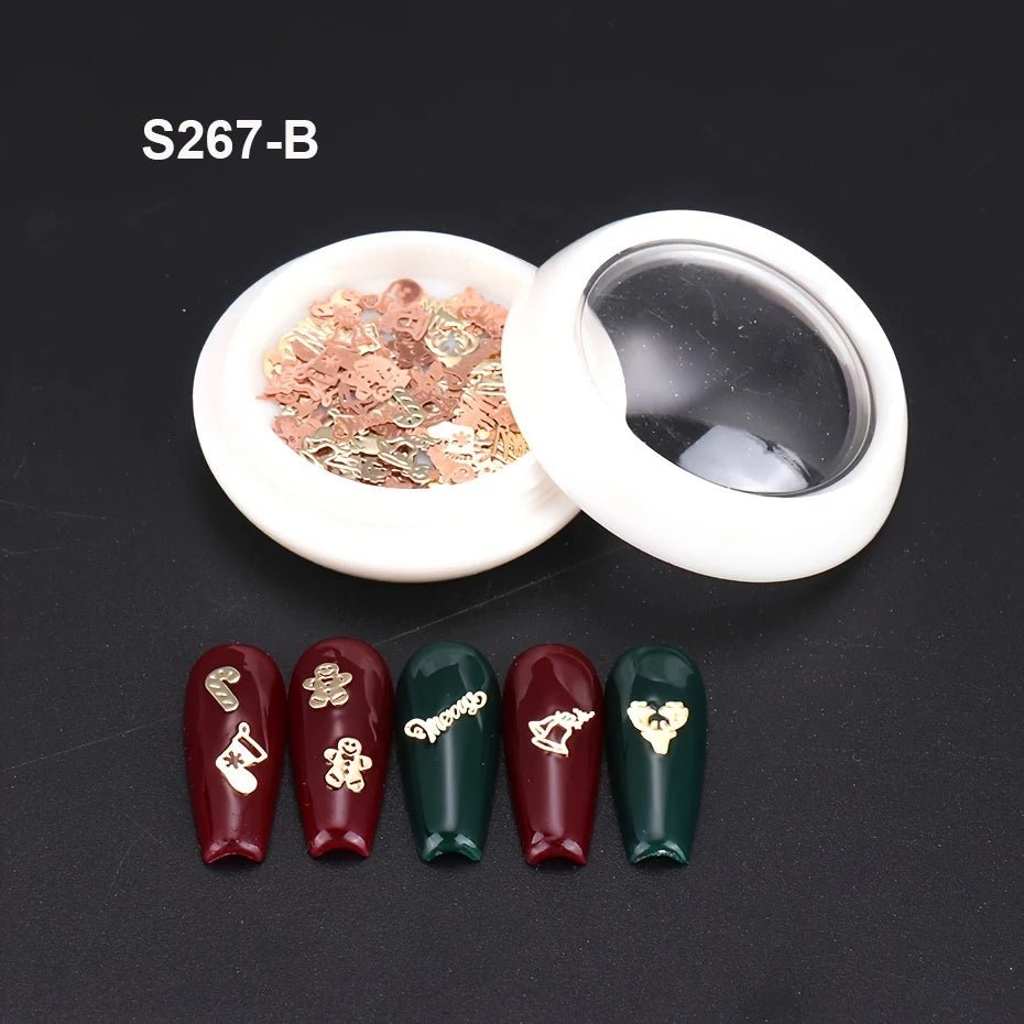 Accessoires pour Ongles et bijoux Flocons de Neige 3D | Paillettes & Métal Doré - Décoration Noël Manucure DIY - RukaCraft
