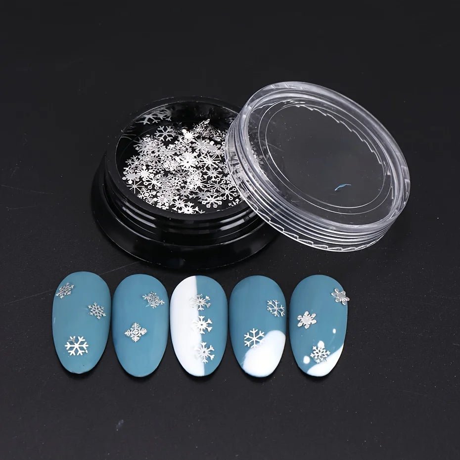 Accessoires pour Ongles et bijoux Flocons de Neige 3D | Paillettes & Métal Doré - Décoration Noël Manucure DIY - RukaCraft