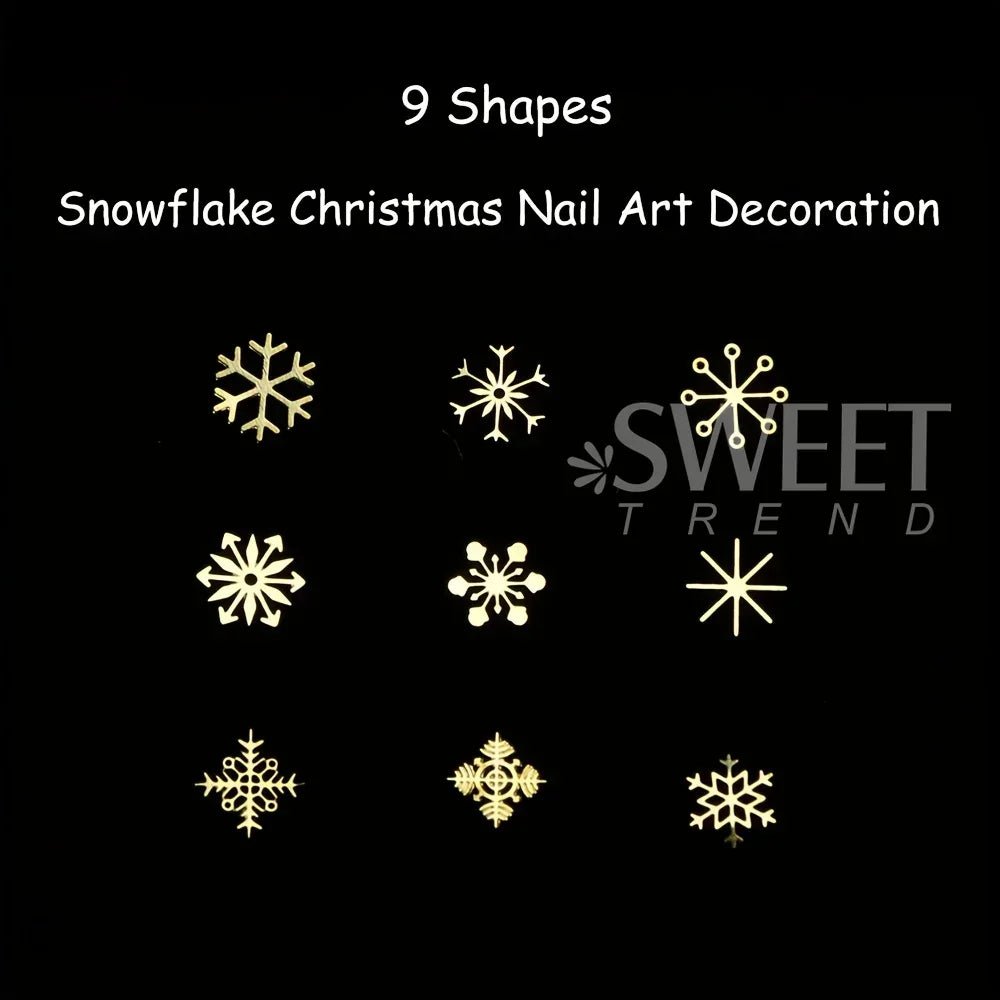 Accessoires pour Ongles et bijoux Flocons de Neige 3D | Paillettes & Métal Doré - Décoration Noël Manucure DIY - RukaCraft