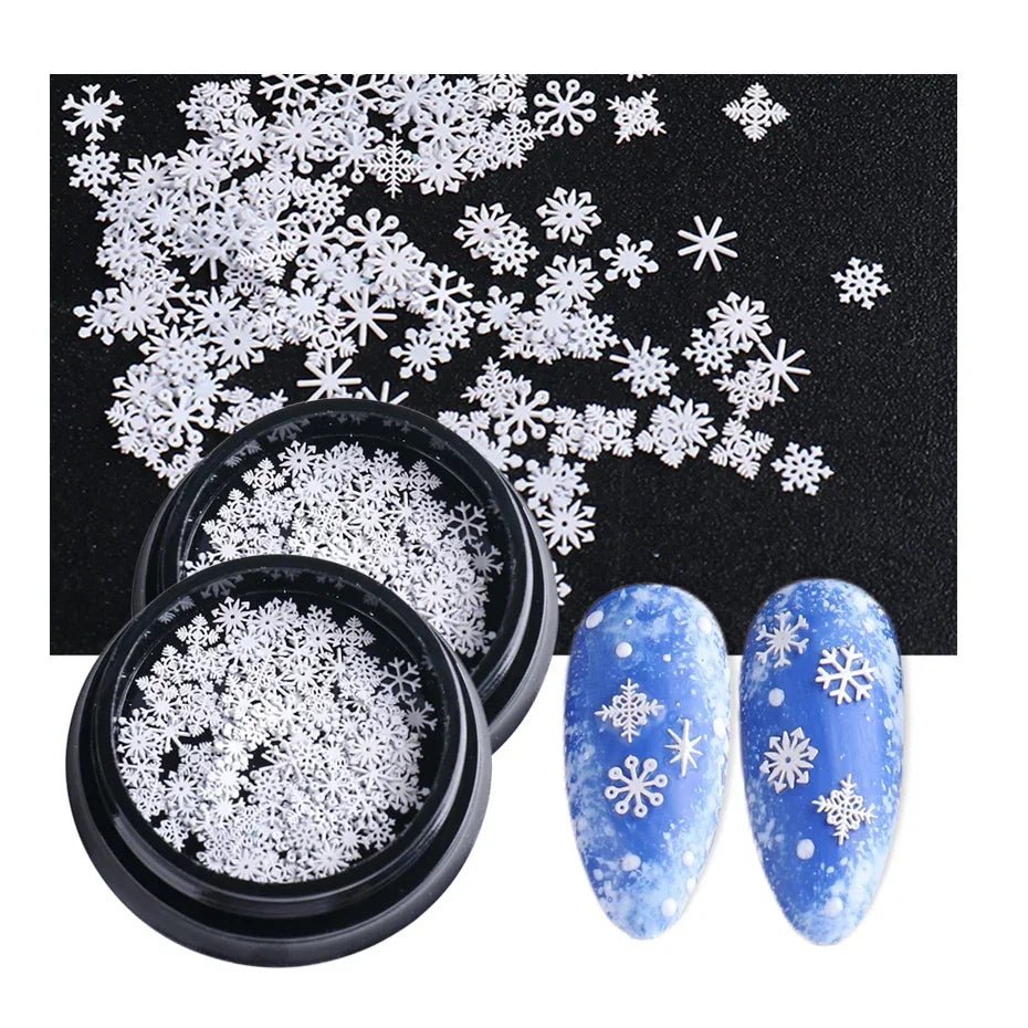Accessoires pour Ongles et bijoux Flocons de Neige 3D | Paillettes & Métal Doré - Décoration Noël Manucure DIY - RukaCraft