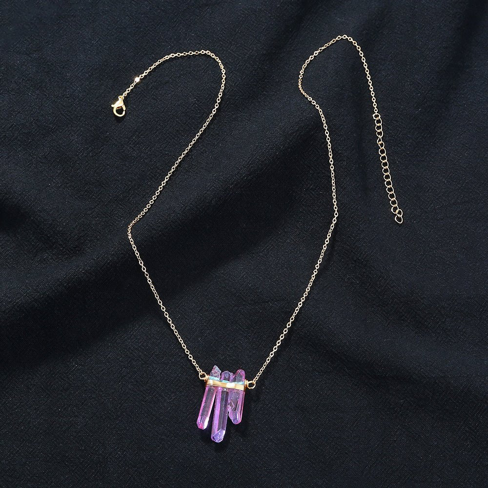 🌟 Amethyst Pillar Natural Stone Handmade Pendant Necklace - The Crown Chakra's Guardian 🌟 - RukaCraft