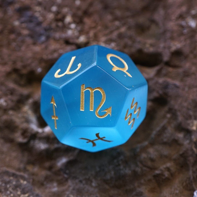 Aqua Blue Cat's Eye Stone Astrological Dice Set Of 3 Planets - RukaCraft