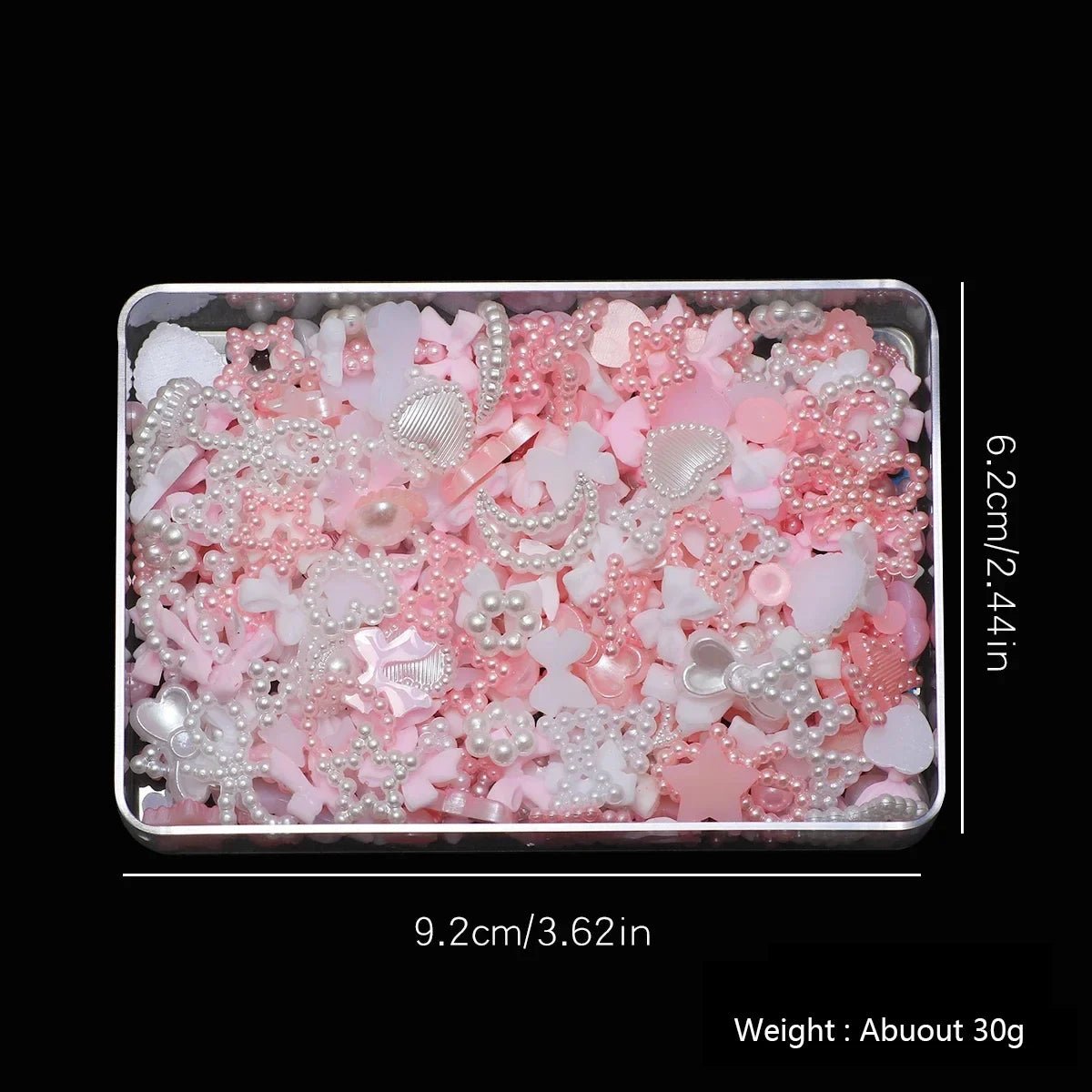 Boîte d'Accessoires pour Ongles 3D | Charmes en Résine Coeurs, Nœuds, Étoiles - Décoration Manucure - RukaCraft