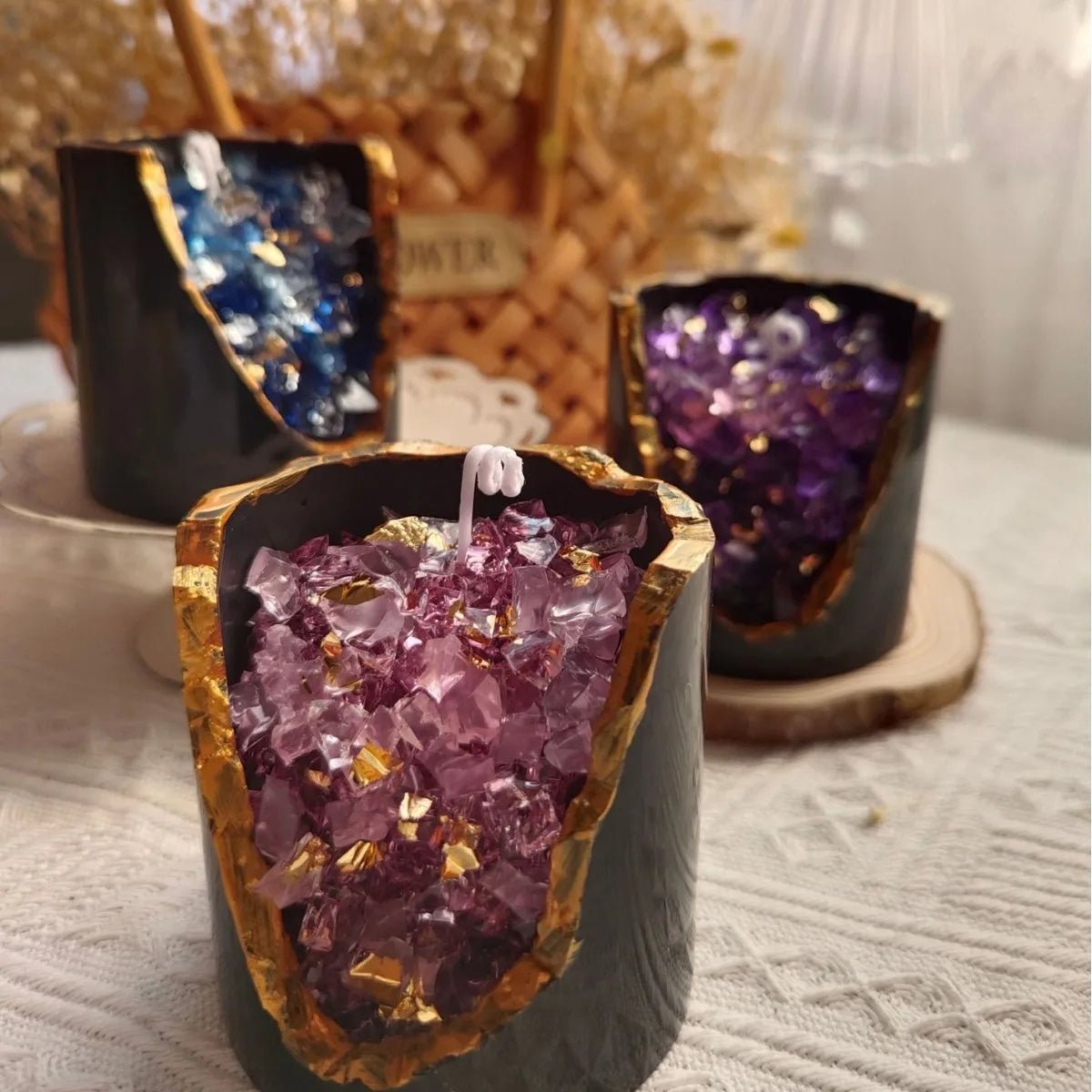 Bougie Aromatique Cristal Ore en Cire de Gel - Décoration de Table et Cadeau Créatif pour Salon - RukaCraft