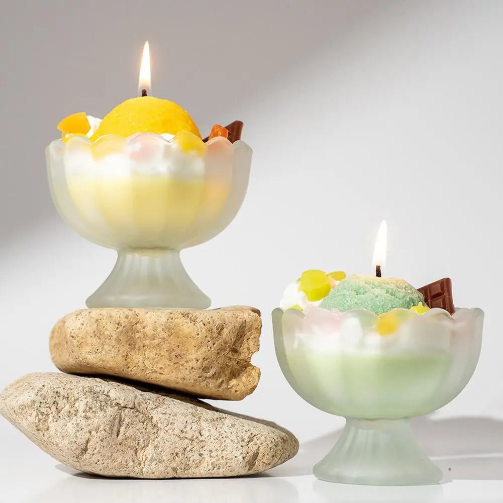 Bougie Parfumée en Forme de Glace | Décoration Maison Élégante - Arôme Vanille Glacée, Verre Design - RukaCraft - RukaCraft