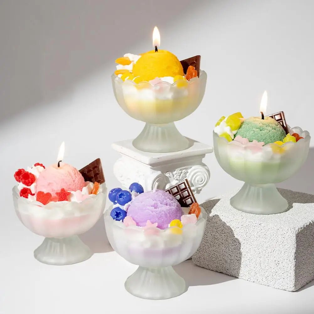 Bougie Parfumée en Forme de Glace | Décoration Maison Élégante - Arôme Vanille Glacée, Verre Design - RukaCraft - RukaCraft
