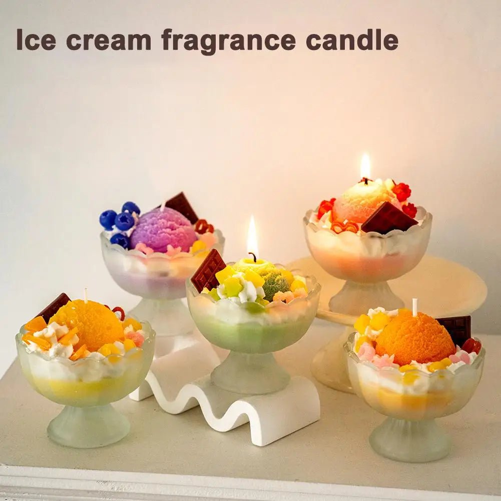 Bougie Parfumée en Forme de Glace | Décoration Maison Élégante - Arôme Vanille Glacée, Verre Design - RukaCraft - RukaCraft