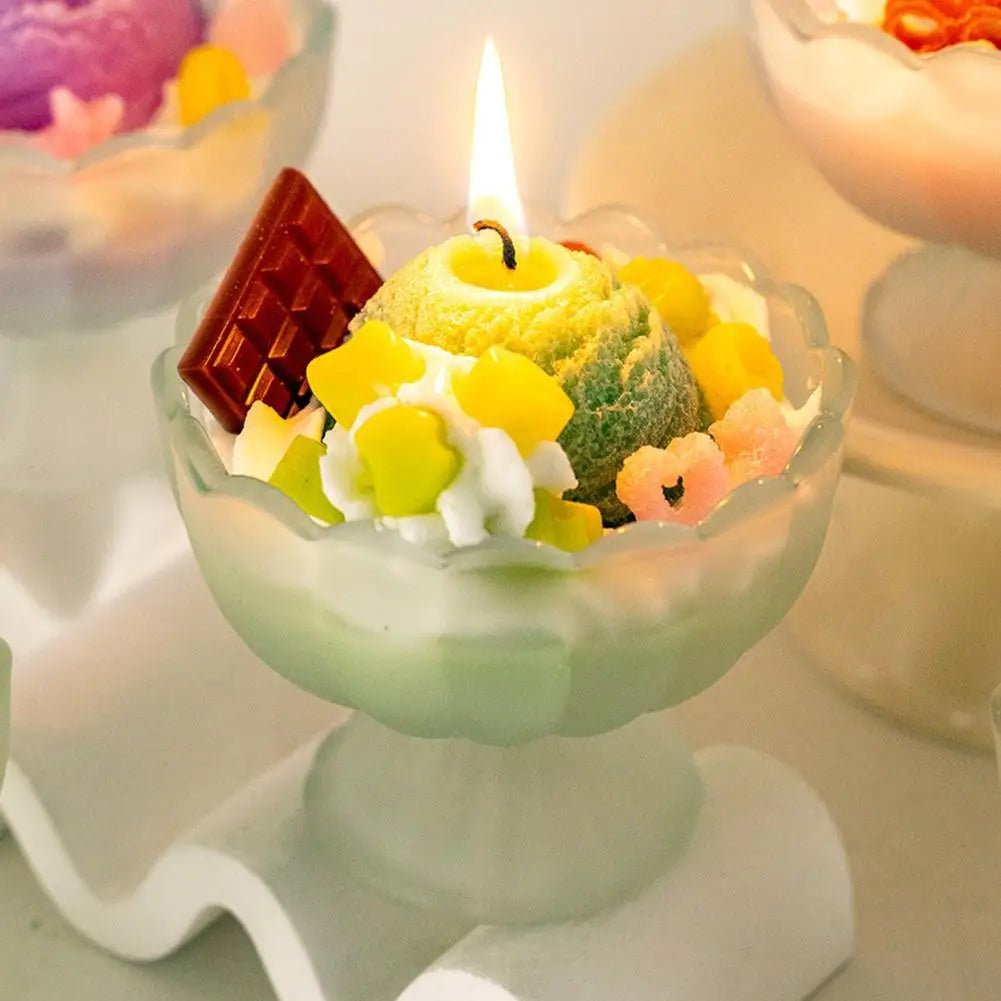 Bougie Parfumée en Forme de Glace | Décoration Maison Élégante - Arôme Vanille Glacée, Verre Design - RukaCraft - RukaCraft