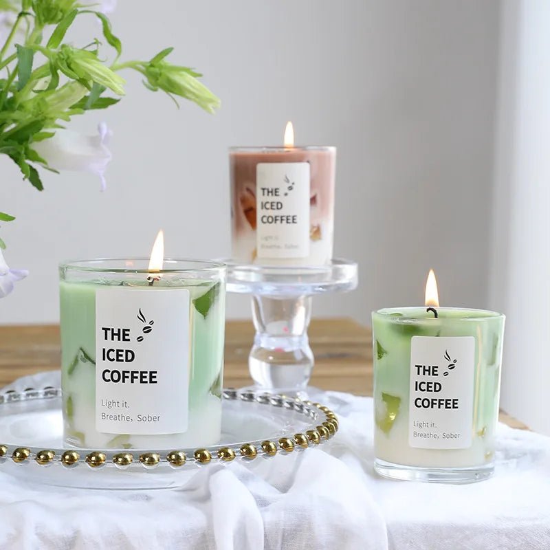 Bougie Parfumée en Gel en Forme de Tasse à Café | Arômes Matcha & Café - Décoration Romantique - RukaCraft