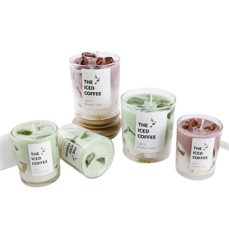 Bougie Parfumée en Gel en Forme de Tasse à Café | Arômes Matcha & Café - Décoration Romantique - RukaCraft