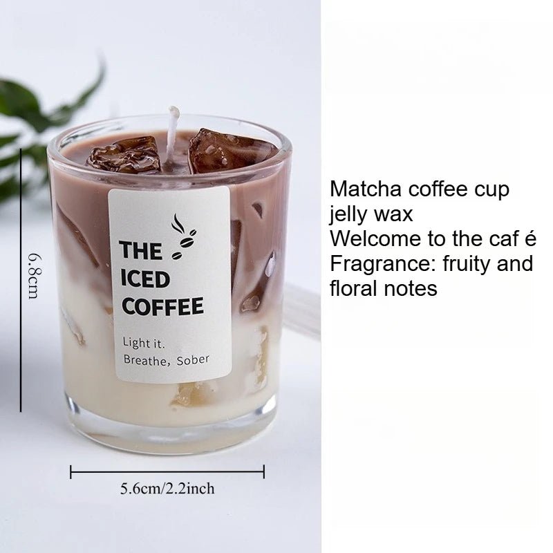 Bougie Parfumée en Gel en Forme de Tasse à Café | Arômes Matcha & Café - Décoration Romantique - RukaCraft