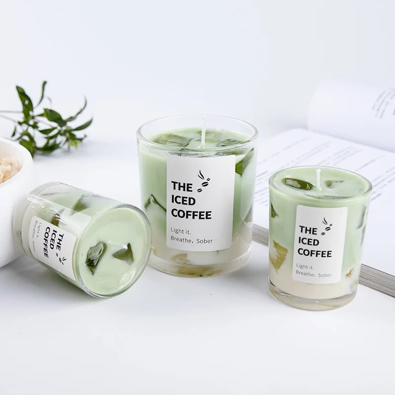 Bougie Parfumée en Gel en Forme de Tasse à Café | Arômes Matcha & Café - Décoration Romantique - RukaCraft