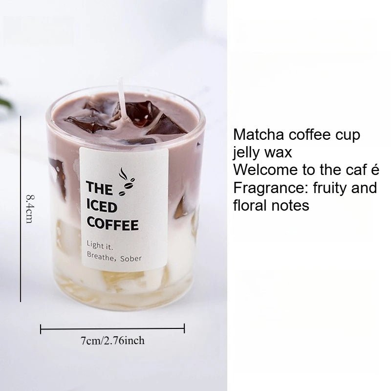 Bougie Parfumée en Gel en Forme de Tasse à Café | Arômes Matcha & Café - Décoration Romantique - RukaCraft