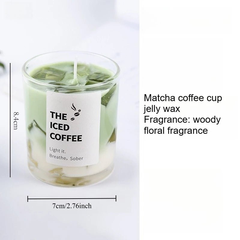 Bougie Parfumée en Gel en Forme de Tasse à Café | Arômes Matcha & Café - Décoration Romantique - RukaCraft