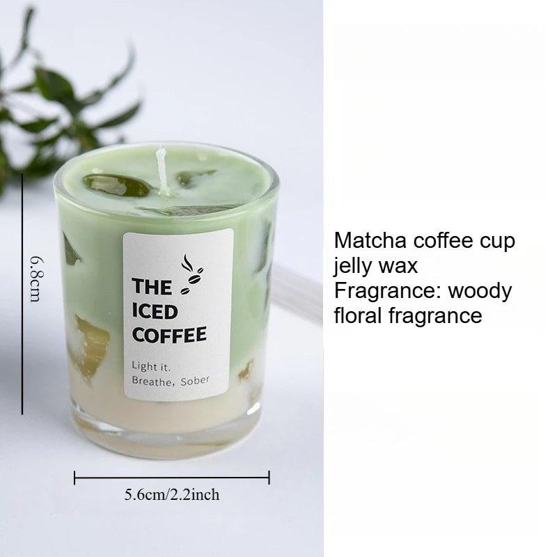 Bougie Parfumée en Gel en Forme de Tasse à Café | Arômes Matcha & Café - Décoration Romantique - RukaCraft
