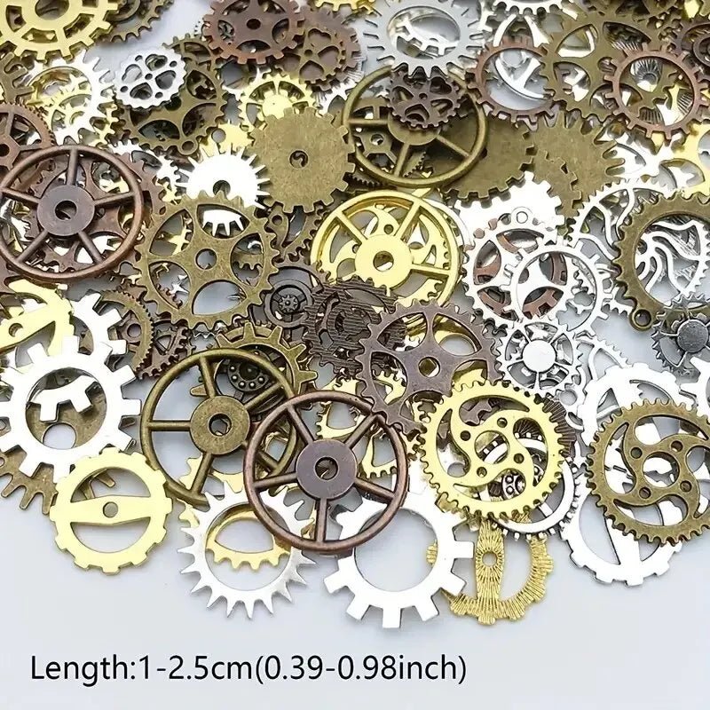 Breloques Engrenages Steampunk en Alliage de Zinc | 50g Mélange de Couleurs & Tailles pour DIY Bijoux - KAWAHIP - RukaCraft