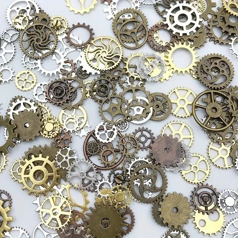 Breloques Engrenages Steampunk en Alliage de Zinc | 50g Mélange de Couleurs & Tailles pour DIY Bijoux - KAWAHIP - RukaCraft